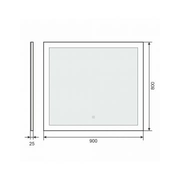Зеркало для ванной с подсветкой Uperwood (Аппервуд) Barsa, 90х80 см, LED подсветка, сенсорный выключатель, антизапотевание