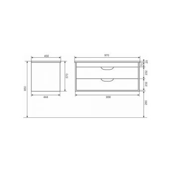 Тумба под раковину для ванной Uperwood (Аппервуд) Modul, 100 см, подвесная, матовая, белая/графит
