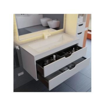 Тумба под раковину для ванной Uperwood (Аппервуд) Modul, 100 см, подвесная, матовая, белая/графит