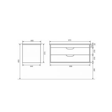 Тумба под раковину для ванной Uperwood Modul, 100 см, подвесная, матовая, черная