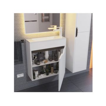 Тумба под раковину для ванной Uperwood (Аппервуд) Modul, 60 см, подвесная, матовая, белая/графит