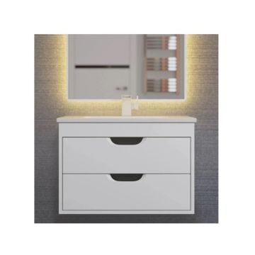 Тумба под раковину для ванной Uperwood Modul, 65 см, подвесная, матовая, белая/графит