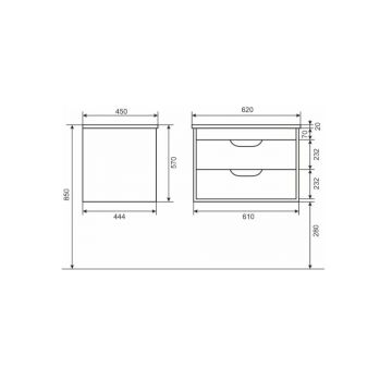Тумба под раковину для ванной Uperwood Modul, 65 см, подвесная, матовая, белая/графит