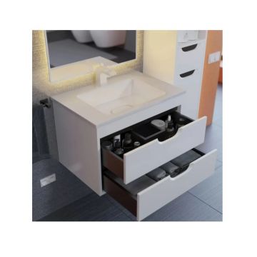 Тумба под раковину для ванной Uperwood Modul, 65 см, подвесная, матовая, белая/графит