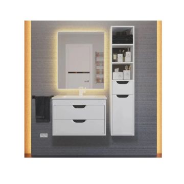 Тумба под раковину для ванной Uperwood Modul, 65 см, подвесная, матовая, белая/графит
