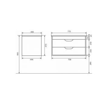 Тумба под раковину для ванной Uperwood Modul, 80 см, подвесная, матовая, черная