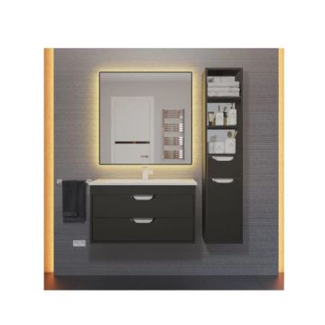 Тумба под раковину для ванной Uperwood Modul, 80 см, подвесная, матовая, черная