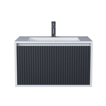 Тумба под раковину для ванной Uperwood (Аппервуд) Next, подвесная, 80 см, белая/графит, 1 ящик