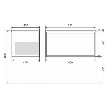 Тумба под раковину для ванной Uperwood (Аппервуд) Next, подвесная, 80 см, белая/графит, 1 ящик