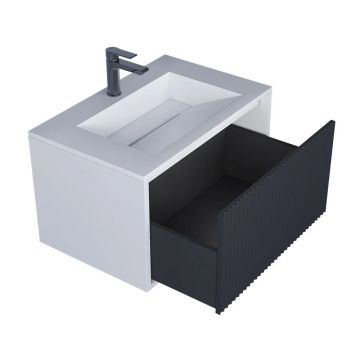 Тумба под раковину для ванной Uperwood (Аппервуд) Next, подвесная, 80 см, белая/графит, 1 ящик