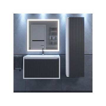 Тумба под раковину для ванной Uperwood (Аппервуд) Next, подвесная, 80 см, белая/графит, 1 ящик