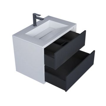 Тумба под раковину для ванной Uperwood (Аппервуд) Next, подвесная, 80 см, белая/графит, 2 ящика