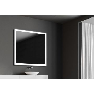 Зеркало Led Xpertials Etna, прямоугольное 100х80 см: датчик подсветки с диммером и датчик антизапотевания, профиль матовая сталь 84354135-43561