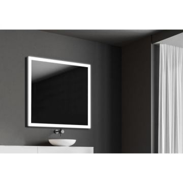 Зеркало Led Xpertials Etna, прямоугольное 120х80 см: датчик подсветки с диммером и датчик антизапотевания, профиль матовая сталь 84354135-51627