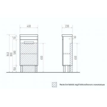 Тумба Vigo Plaza 40, tn.PLA.MIR.40.1D напольная, 1 дв. (под раковину Миранда 40) белый