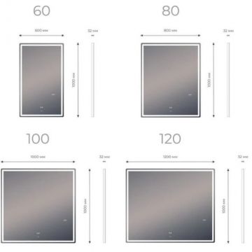 Зеркало Vigo (Виго) Roberta Luxe 60, z.ROB.60.Luxe подсветка, сенс. упр-е, встр. часы, ф-ция антизапотевания, таймер отключени