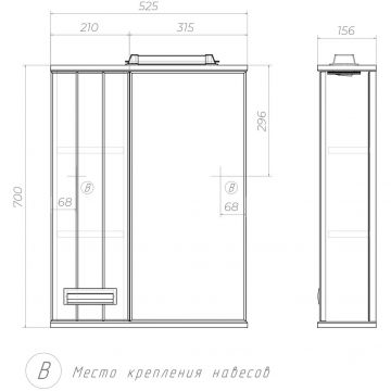 Зеркало Vigo (Виго) Diana 50, z.DIA.50.L.El левое, с подсветкой, белый