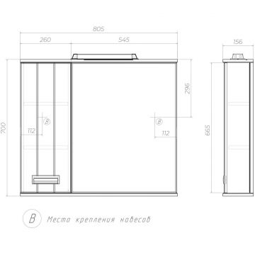 Зеркало Vigo (Виго) Diana 80, z.DIA.80.L.El левое, с подсветкой, белый
