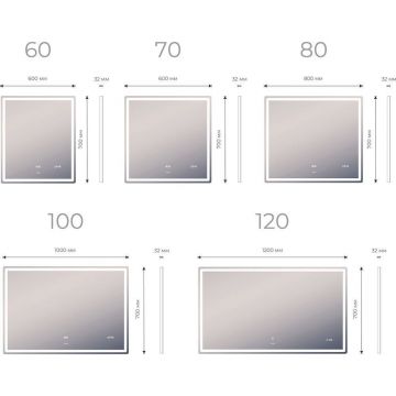 Зеркало Vigo (Виго) Geometry Luxe 120, z.GEO.120.Luxe подсветка, сенс. упр-е, встр. часы, ф-ция антизапотевания