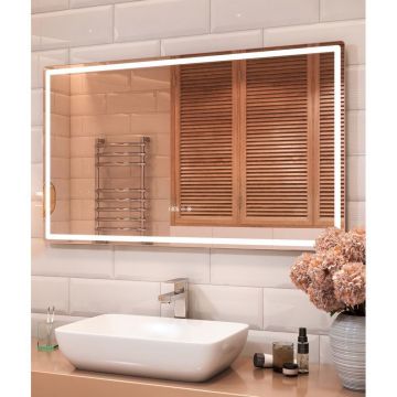 Зеркало Vigo (Виго) Geometry Luxe 120, z.GEO.120.Luxe подсветка, сенс. упр-е, встр. часы, ф-ция антизапотевания