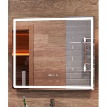 Зеркало Vigo Geometry Luxe 80, z.GEO.80.Luxe подсветка, сенс. упр-е, встр. часы, ф-ция антизапотевания