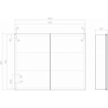 Зеркальный шкаф Vigo Geometry 100 zsh.GEO.100.El с LED-подстветкой (100х80х19,5) белый