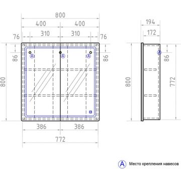 Зеркальный шкаф Vigo (Виго) Geometry 80 zsh.GEO.80.El с LED-подстветкой (80х80х19,5) белый
