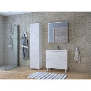 Зеркальный шкаф Vigo (Виго) Geometry 80 zsh.GEO.80.El с LED-подстветкой (80х80х19,5) белый