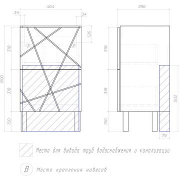 Тумба Vigo (Виго) Geometry 2-50, tn.bsf.GEO.FOS.50.2Y/tn.GEO.FOS.50.2Y напольная, 2 ящ. (под раковину Фостер 50) белый