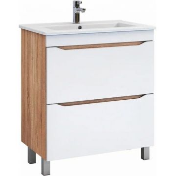 Тумба Vigo (Виго) Grani 60-0-2, tn.GRI.ELI.60.2Y напольная, 2 ящ., дуб сонома (под раковину Элина 60) дуб сонома,белый