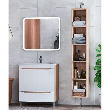 Тумба Vigo (Виго) Grani 75-2-1, tn.GRI.OSK.75.2D.1Y дуб сонома напольная, 2 дв., 1 ящ., дуб сонома (под раковину Оскар 75) дуб сонома,белый