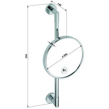 Зеркало косметическое Bemeta (Бемета) d200 мм на штанге хром (112201172)