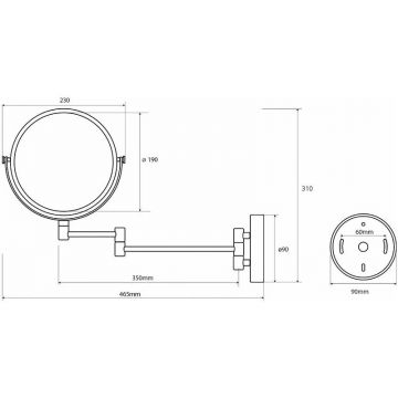 Зеркало косметическое Bemeta (Бемета) d190 мм двустороннее хром (112201512)