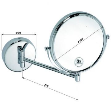 Зеркало косметическое Bemeta (Бемета) d180 мм двустороннее хром (112201522)