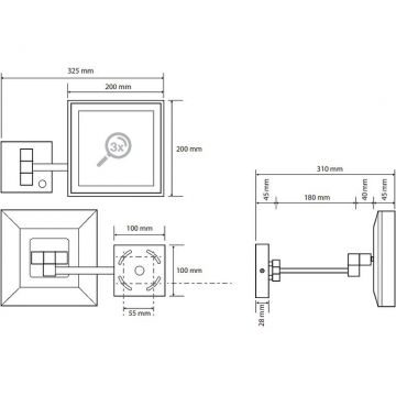 Зеркало косметическое Bemeta (Бемета) квадратное с подсветкой LED сенсорное хром (116201202)
