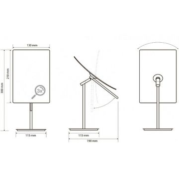 Зеркало косметическое Bemeta (Бемета) прямоугольное настольное поворот на 360 хром (116201312)
