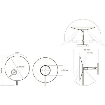 Зеркало косметическое Bemeta (Бемета) d200 мм поворот на 360 хром (116201332)