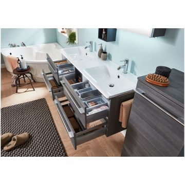 Тумба под двойную раковину Marlin (Марлин) 3250star 140 см (4 ящика, 2 полки), цвет включая полки белый шелковый глянец WMKAEA14(286/286/287)