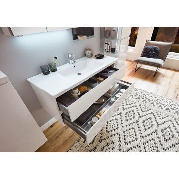 Тумба под раковину Marlin (Марлин) 3290fair 117 см, (2 одинаковых по высоте ящика), цвет белый шелковый глянец GWKHSA11(286/286)