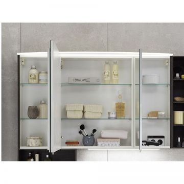 Зеркальный шкаф Marlin (Марлин) 3040city 120 см (3 двери) с LED подсветкой в козырьке из оргстекла, цвет дуб коричневый SAOE12(426)