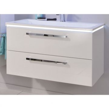 Тумба Puris (Пурис) Star Line (2 ящика) под раковину на 1 смеситель 900 мм, цвет белый высокоглянцевый WUA3390E7(722/161)