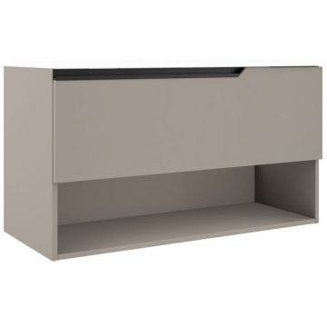 Тумба под раковину Visobath (Визобас) Eleven, 100 см, 1 ящик и 1 открытая полка, цвет кварцевый матовый лак (Quarzo) 76073/Quarzo