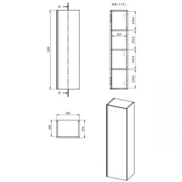 Пенал Visobath (Визобас) Granada, 34.5 см, дверь распашная, цвет белый матовый лак (B-Ada) 86191/B-Ada