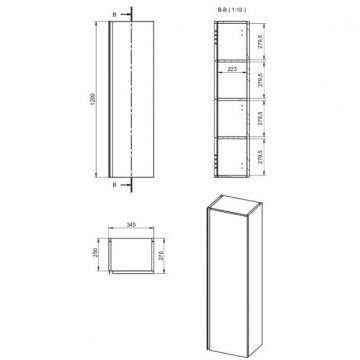 Пенал Visobath (Визобас) Granada, 34.5 см, дверь распашная, цвет орех (Valenti) 76654/Valenti