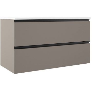 Тумба под раковину Visobath (Визобас) Granada, 100 см, 2 ящика c черными ручками, цвет кварцевый матовый лак (Quarzo) 76544/87605