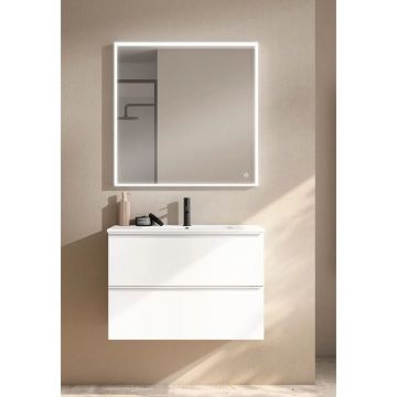 Тумба под раковину Visobath (Визобас) Granada, 120 см, 2 ящика c черными ручками, цвет бежевый матовый лак (Cotton) 70459/87608