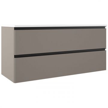 Тумба под раковину Visobath (Визобас) Granada, 120 см, 2 ящика c черными ручками, цвет кварцевый матовый лак (Quarzo) 76547/87608