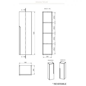 Пенал Visobath (Визобас) Eleven, 34.5 см, дверь распашная, цвет белый матовый лак (B-Ada) 85656/B-Ada