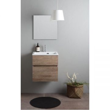 Тумба под раковину White Ceramic (Вайт Керамик) Laveria, 50 см с 1 ящиком под постирочную раковину Rio, цвет дуб адамелло MEWMOB50RA