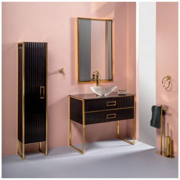 Столешница Армади Арт Monaco Черный 853-100-B, Armadi Art с стеклом 100см прямая BLACK